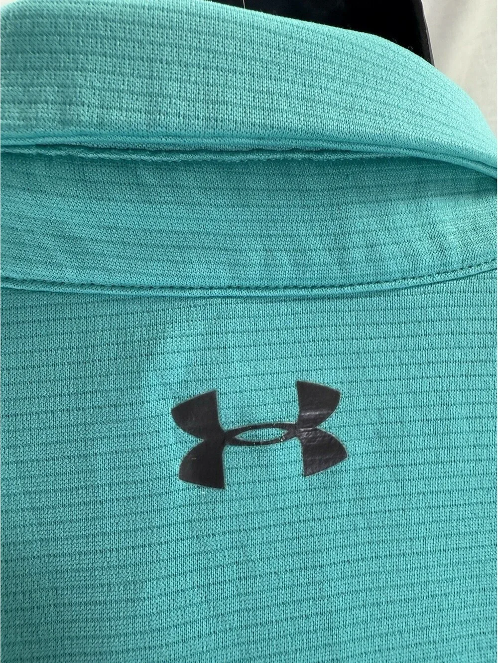 Under Armour Polo Shirt Mens XL Aqua Teal Solid Athletic Golf Heat Gear Loose